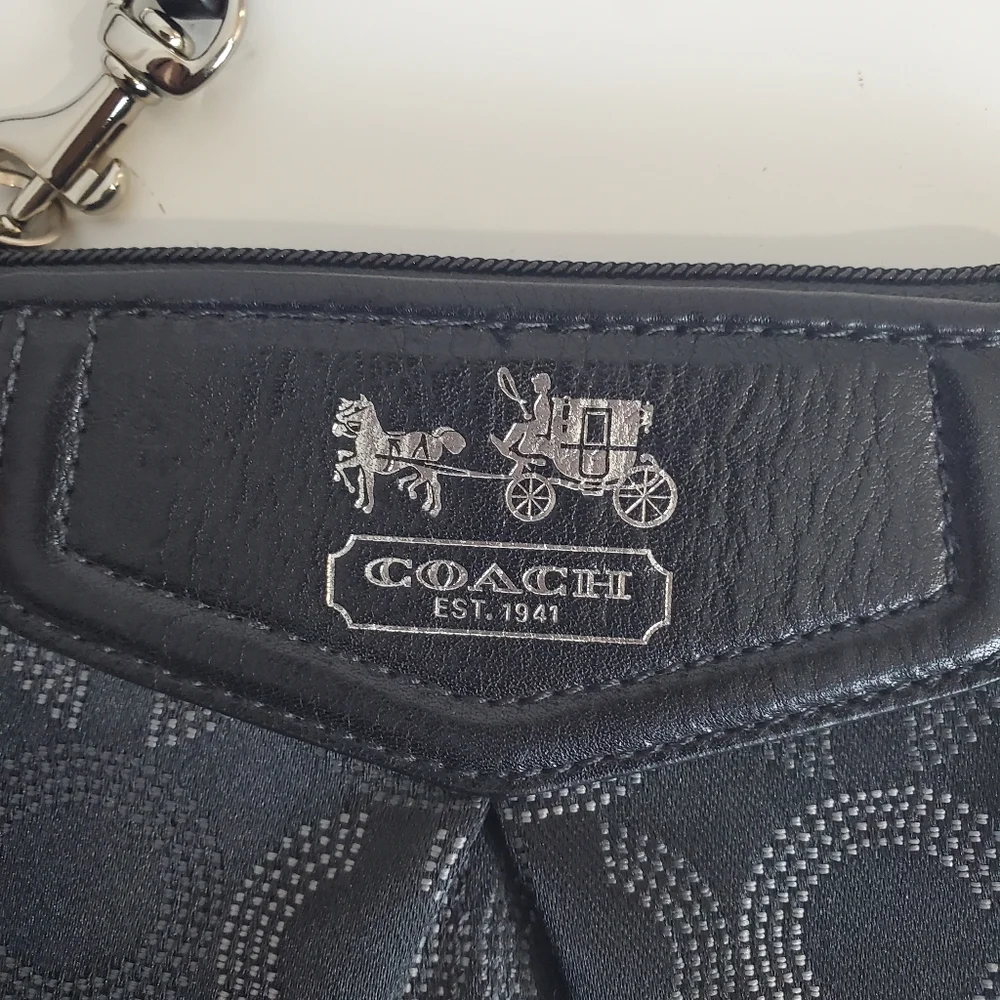 COACH Black Signature Wristlet Pouch